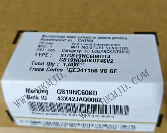 意法半導體功率晶體管_STGB19NC60KDT4_短路保護IGBT 20 A、600 V
