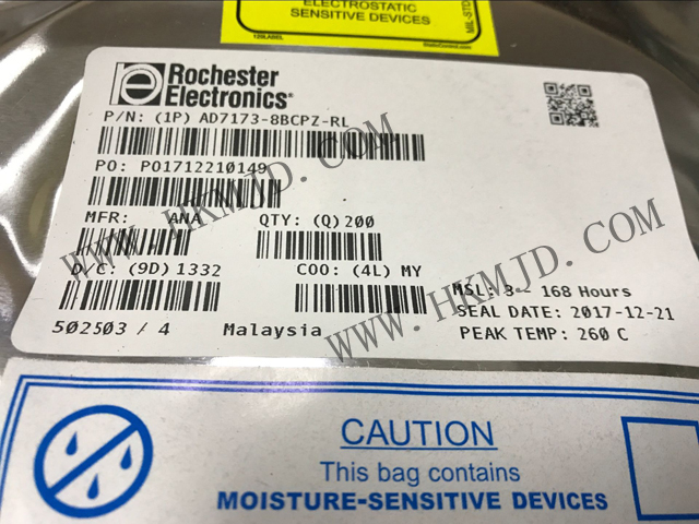 AD7173-8BCPZ：8/16通道、31.25kSPS、24位Σ-Δ型ADC